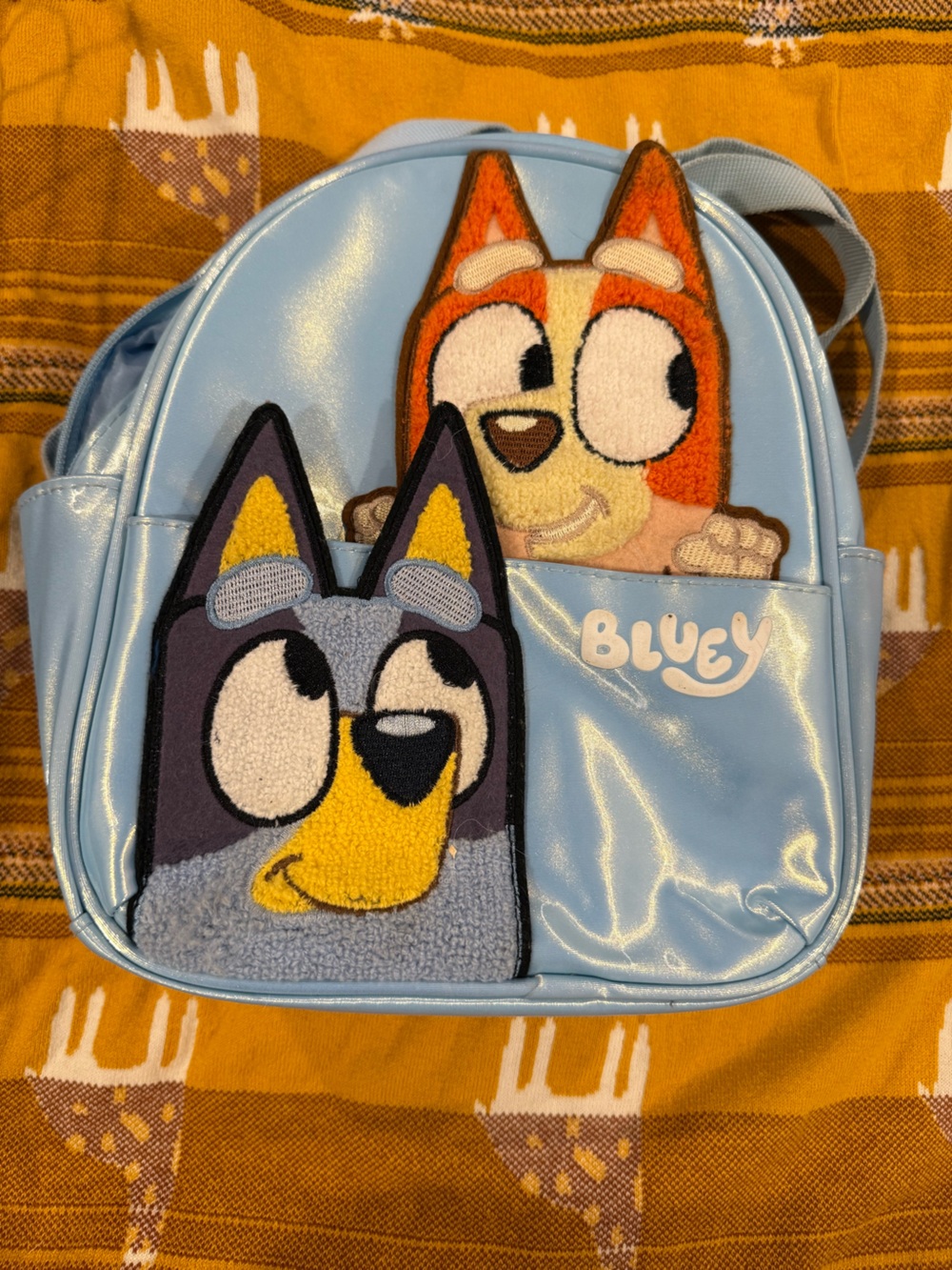 Light Blue Kids Backpack with Character Appliqué